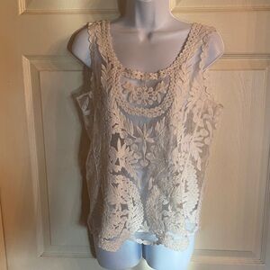 Ya Los Angeles Cream Lace Floral Blouse